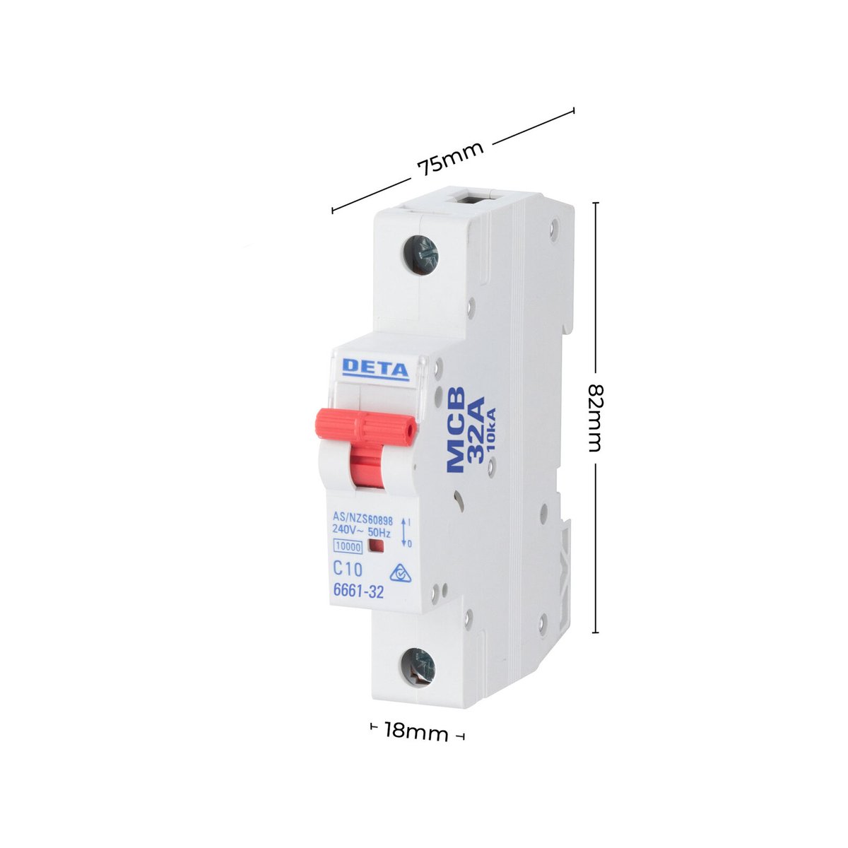 DETA 32A 1 Pole 240V DIN Rail Miniature Circuit Breaker 6661-32B