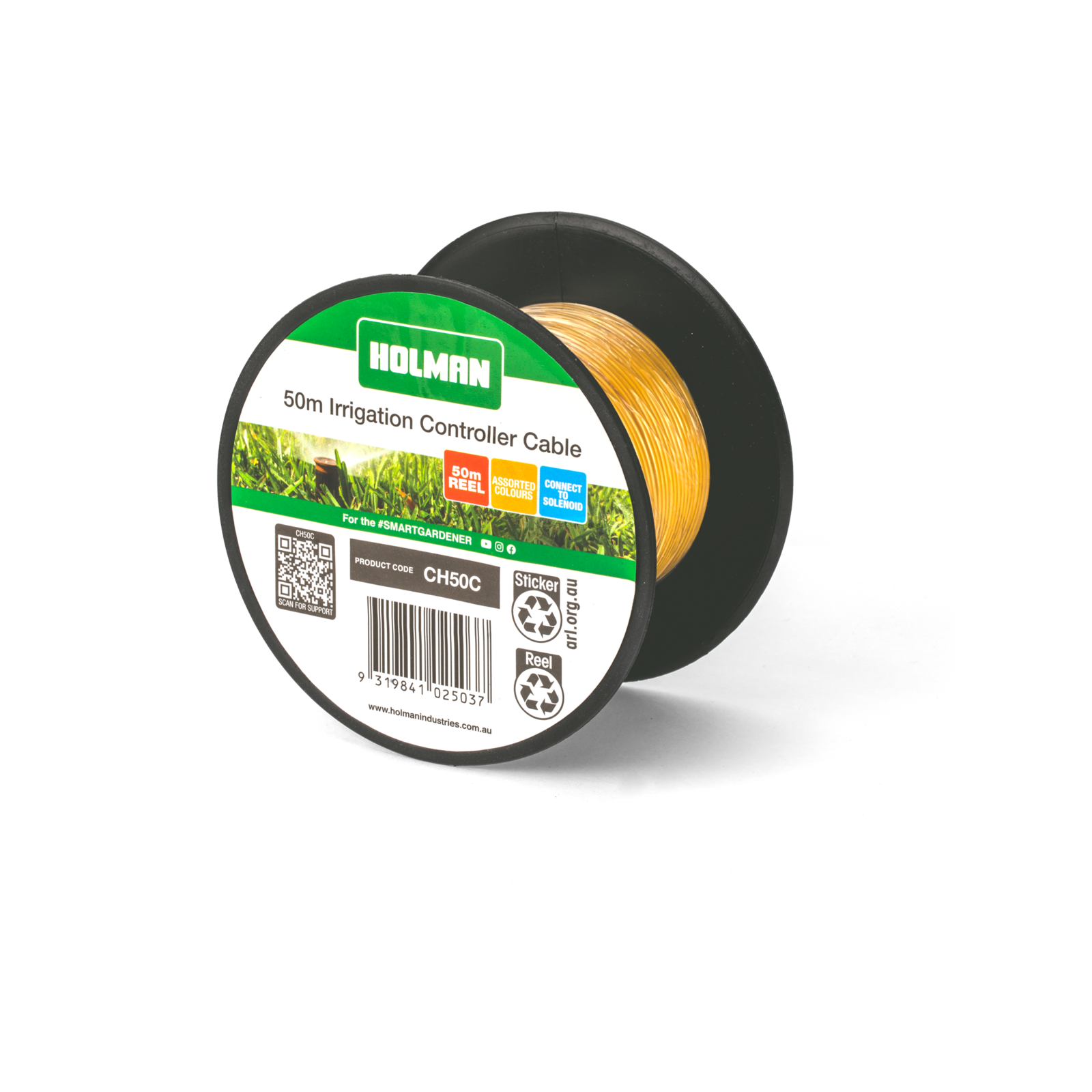 Holman 50m Irrigation Wire Cable - 5 Assorted Colours, Spool
