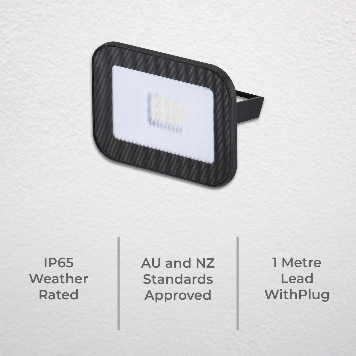 DETA 24W LED Slim Profile Security Flood Light 2400lm Black DET820