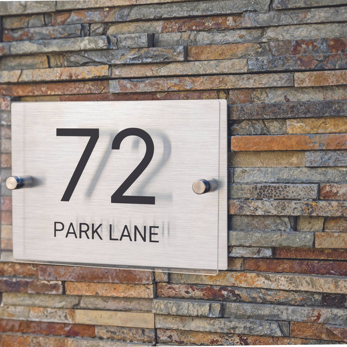 Numero Customisable Address Sign - Modern Acrylic & Stainless Steel - 200mm x 140mm - Personalised & Weatherproof - SuperSaverAU - view 2