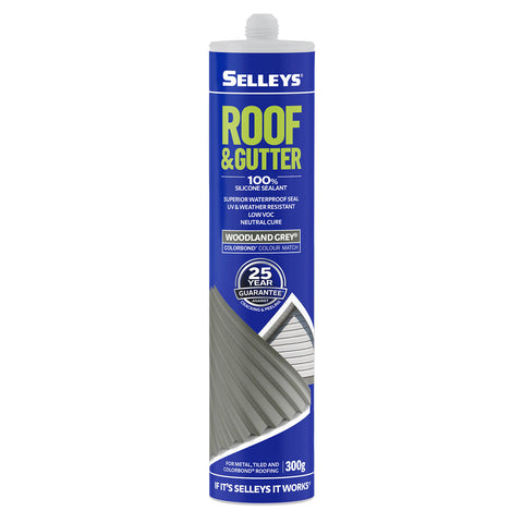 Selleys Roof & Gutter Silicone Sealant 300g Woodland Grey - Waterproof UV Resistant