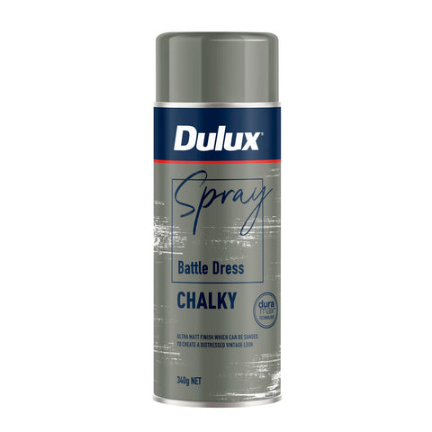 Dulux 340g Battle Dress Chalky Spray Paint, Matte Finish for Furniture