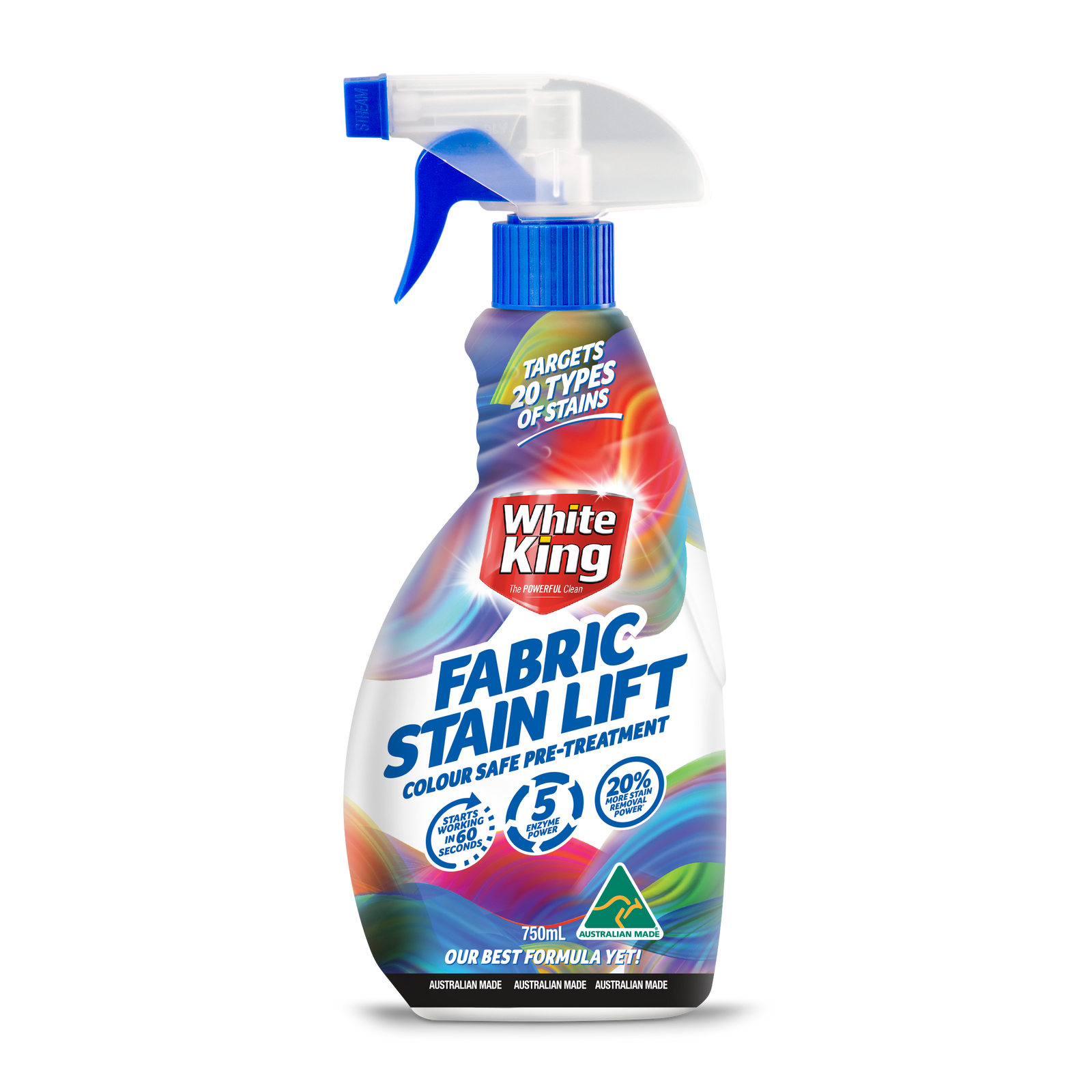 White King Fabric Stain Lift Spray, Bleach Free Enzyme Action 750mL