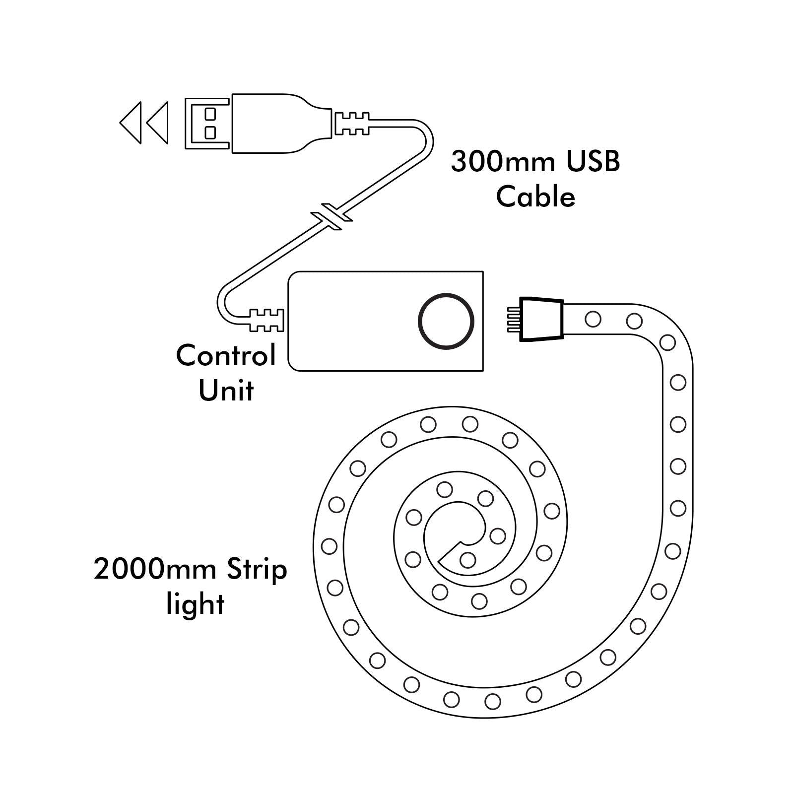 Arlec 2m Grid Connect Smart USB Strip Light, RGB, App Controlled, Indoor ALD261HA