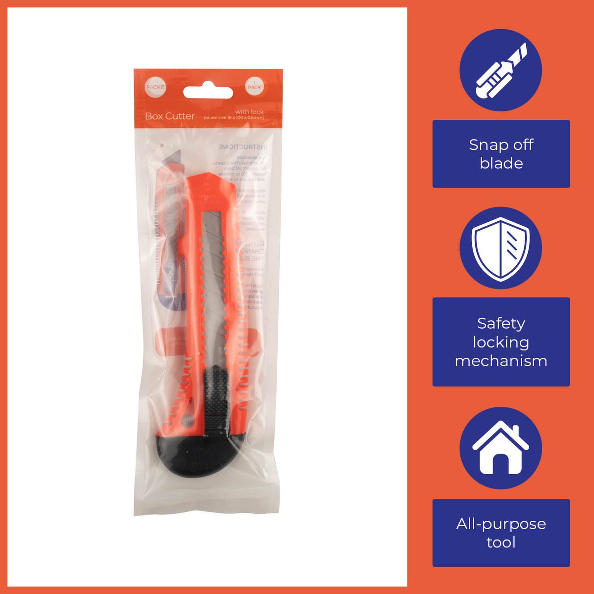 Packz Box Cutter - 18mm Blade - 1 Pack - 125mm x 155mm - Lightweight - SuperSaverAU - view 4