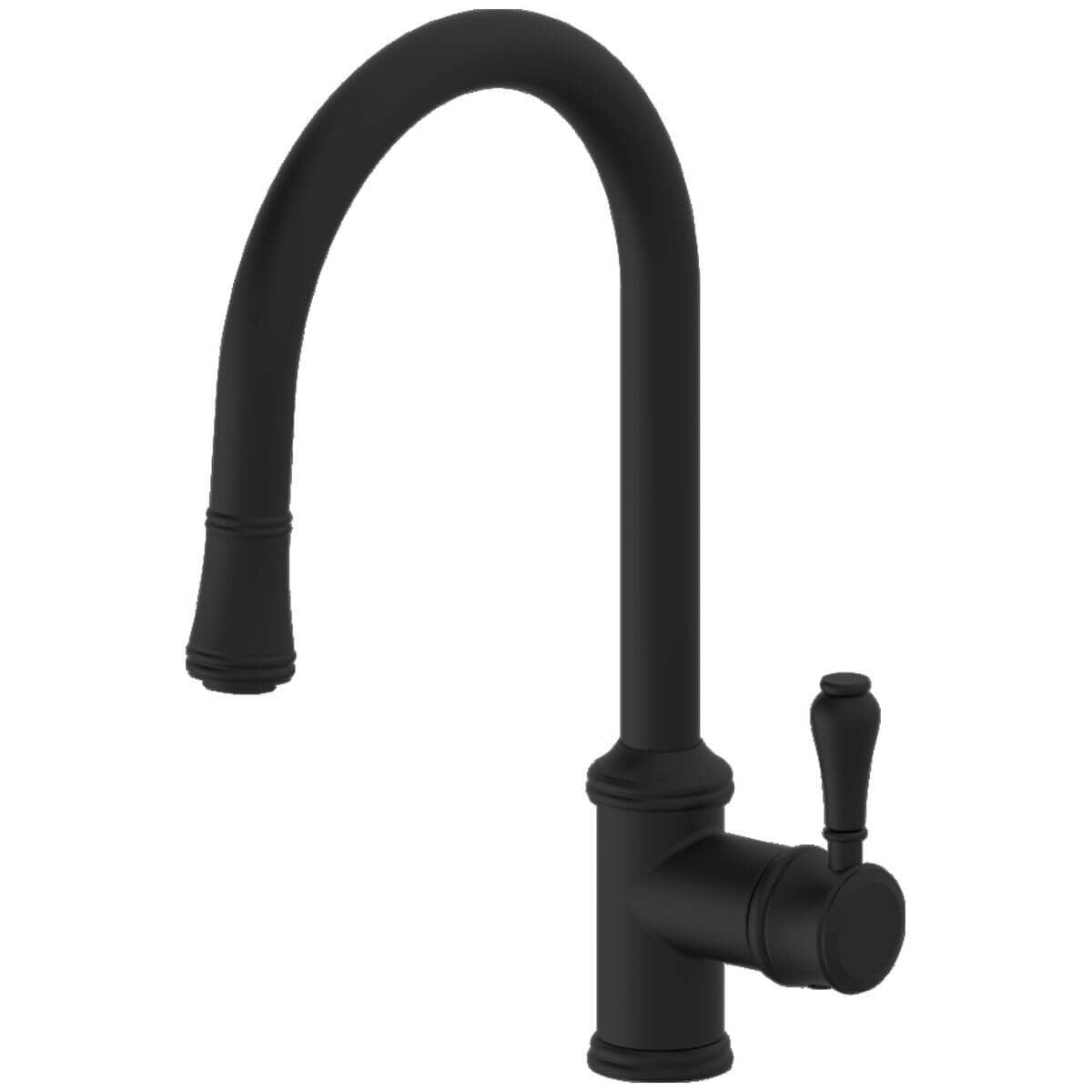 Armando Vicario Provincial Pull Out Kitchen Mixer Tap - Black, 5 Star WELS, 360 Degree Swivel - 400674B-LF