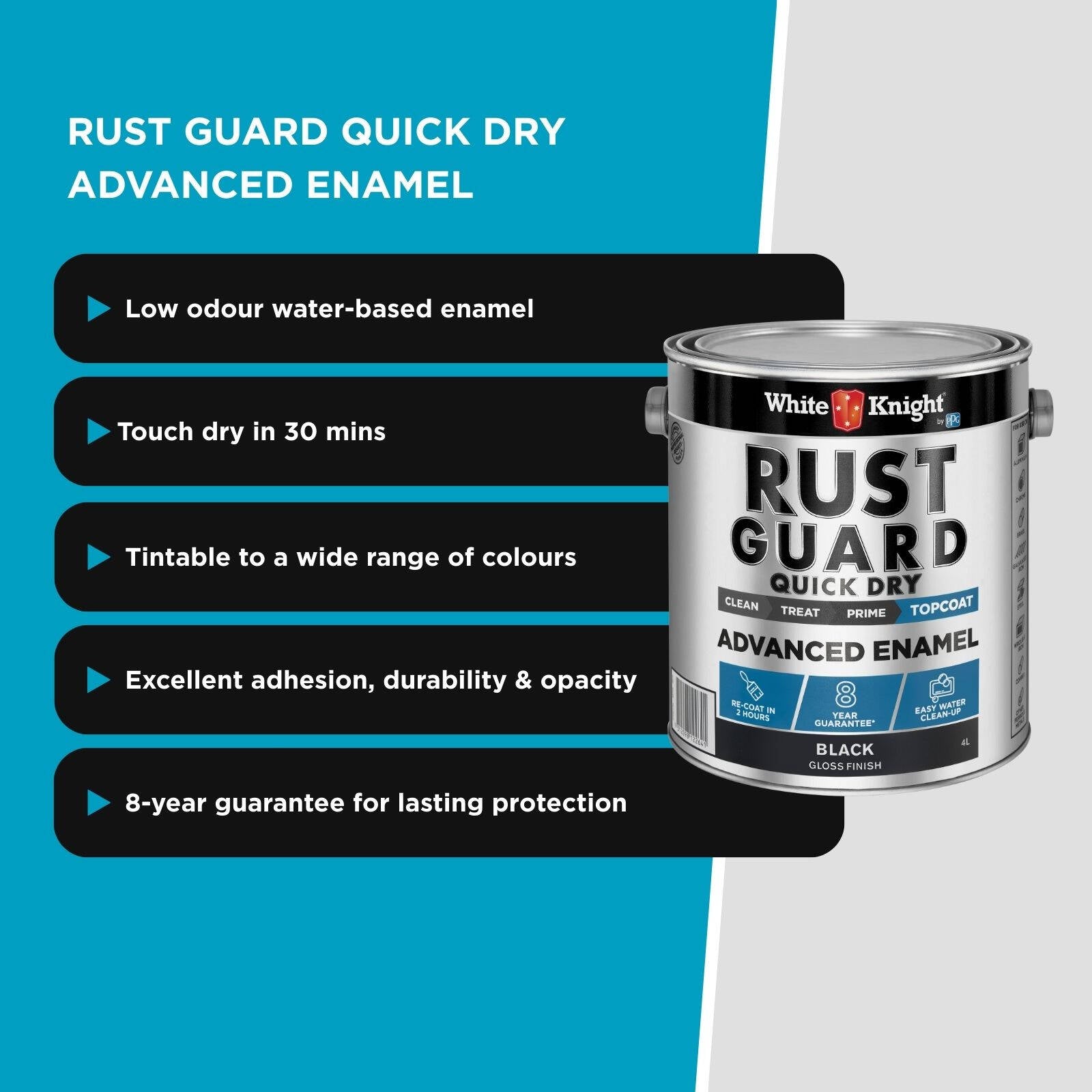 White Knight Rust Guard Quick Dry Enamel 4L Black Gloss