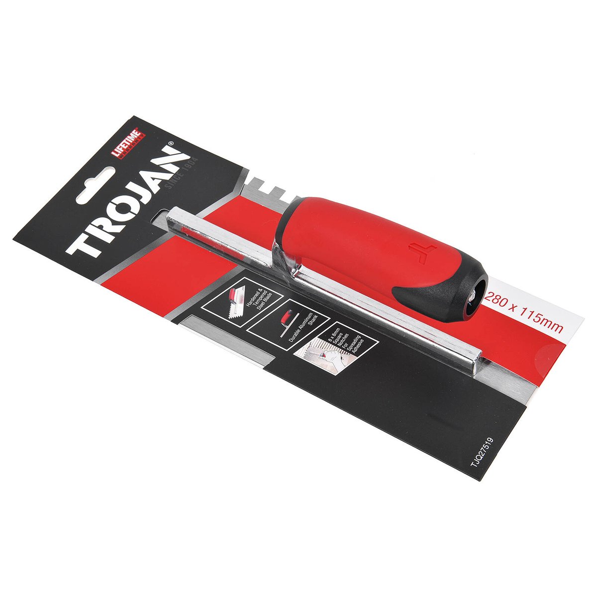 Trojan 280 x 115mm Notched Plastering Trowel for Adhesive Spreading