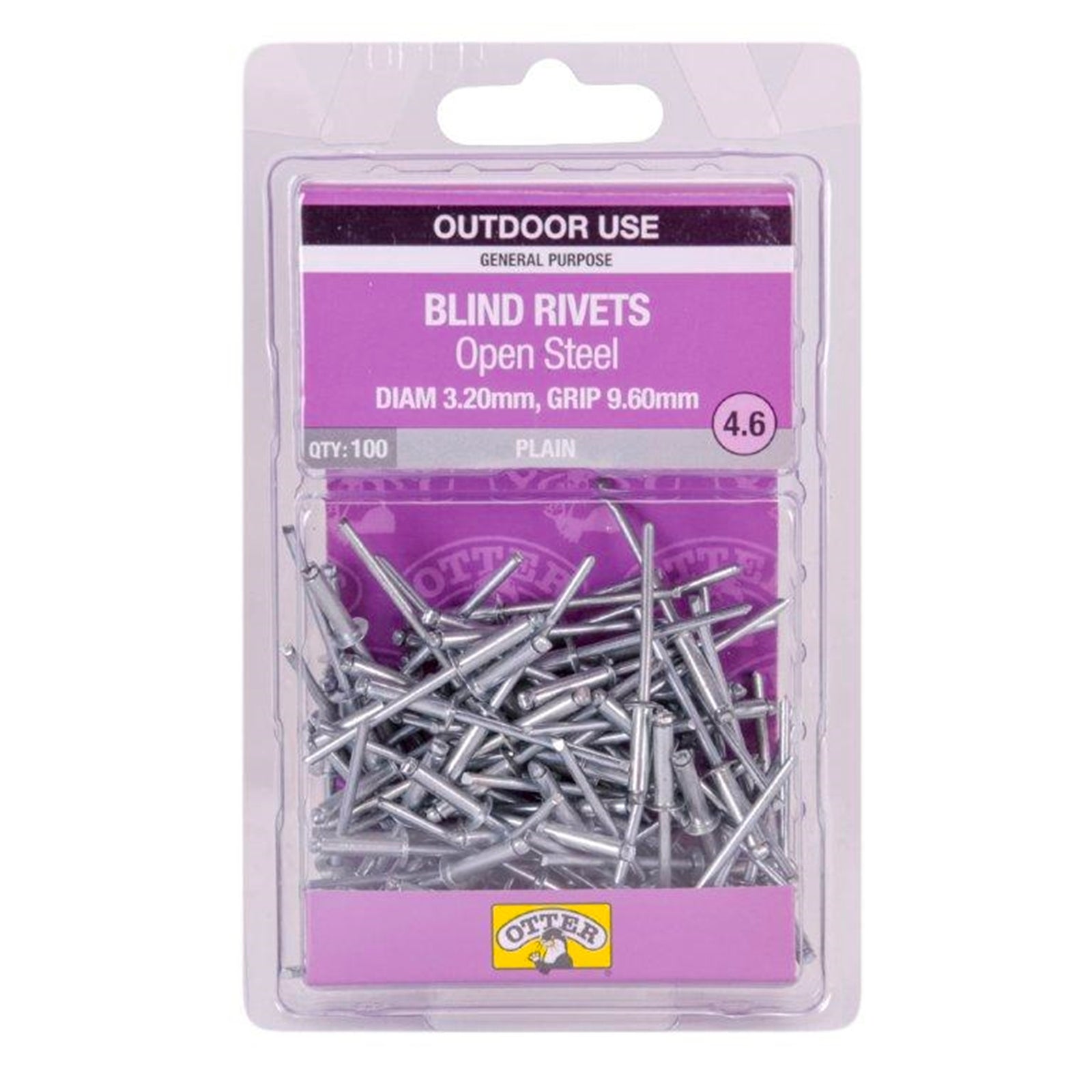 Otter 3.2 x 9.6mm Open Steel Blind Rivets 100 Pack
