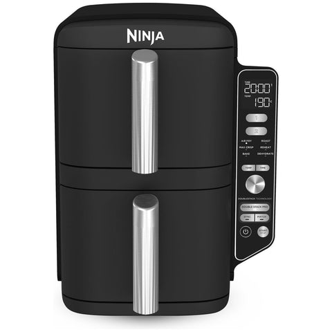 Ninja DoubleStack 9.5L Two Drawer Air Fryer - Stacked Design, Smart Finish, Match Cook - Black - SL400