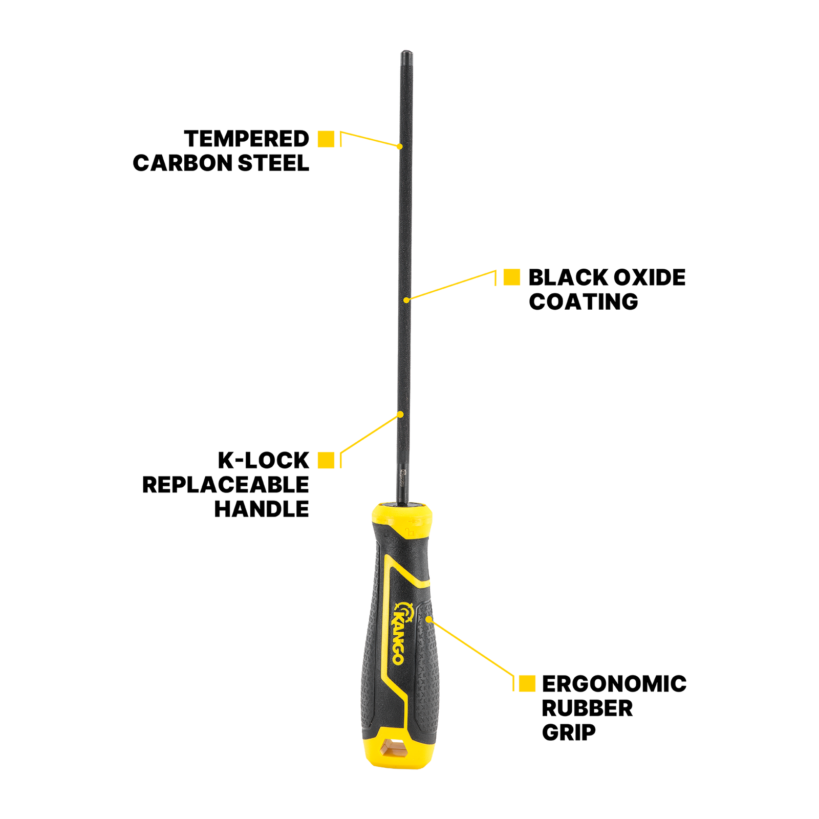 Kango 200 x 6.4mm Round Chainsaw File with Removable K-Lock Handle