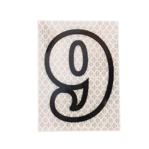 Sandleford 80mm Reflective Silver Night Shine Self Adhesive House Number 9, Polycarbonate
