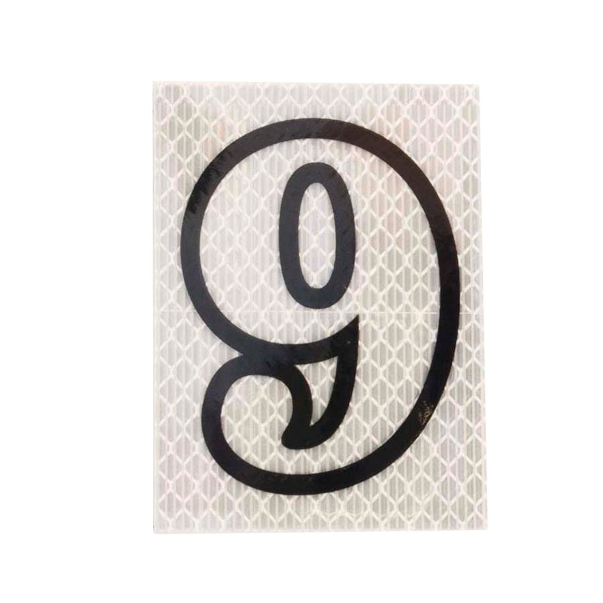 Sandleford 80mm Reflective Silver Night Shine Self Adhesive House Number 9, Polycarbonate