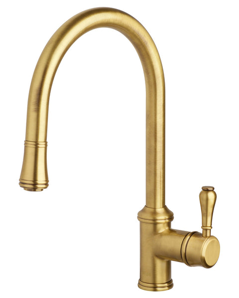 Armando Vicario Provincial Kitchen Mixer Tap with Pull Out - Bronze, 360 Degree Swivel, Gooseneck - 400674BR