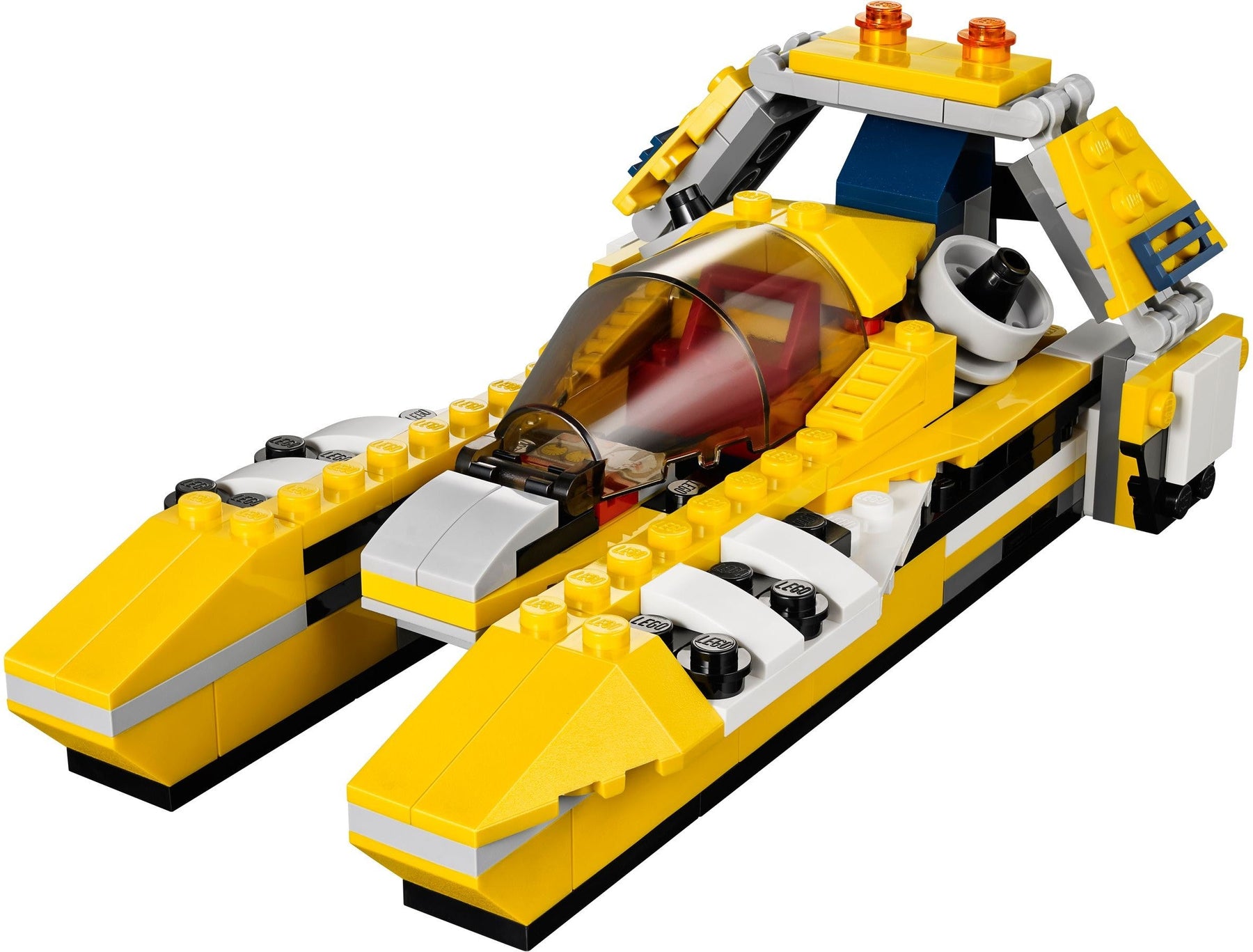 LEGO 31023 Yellow Racers 3-in-1 Helicopter, Race Car, Speedboat - SuperSaverAU - view 4