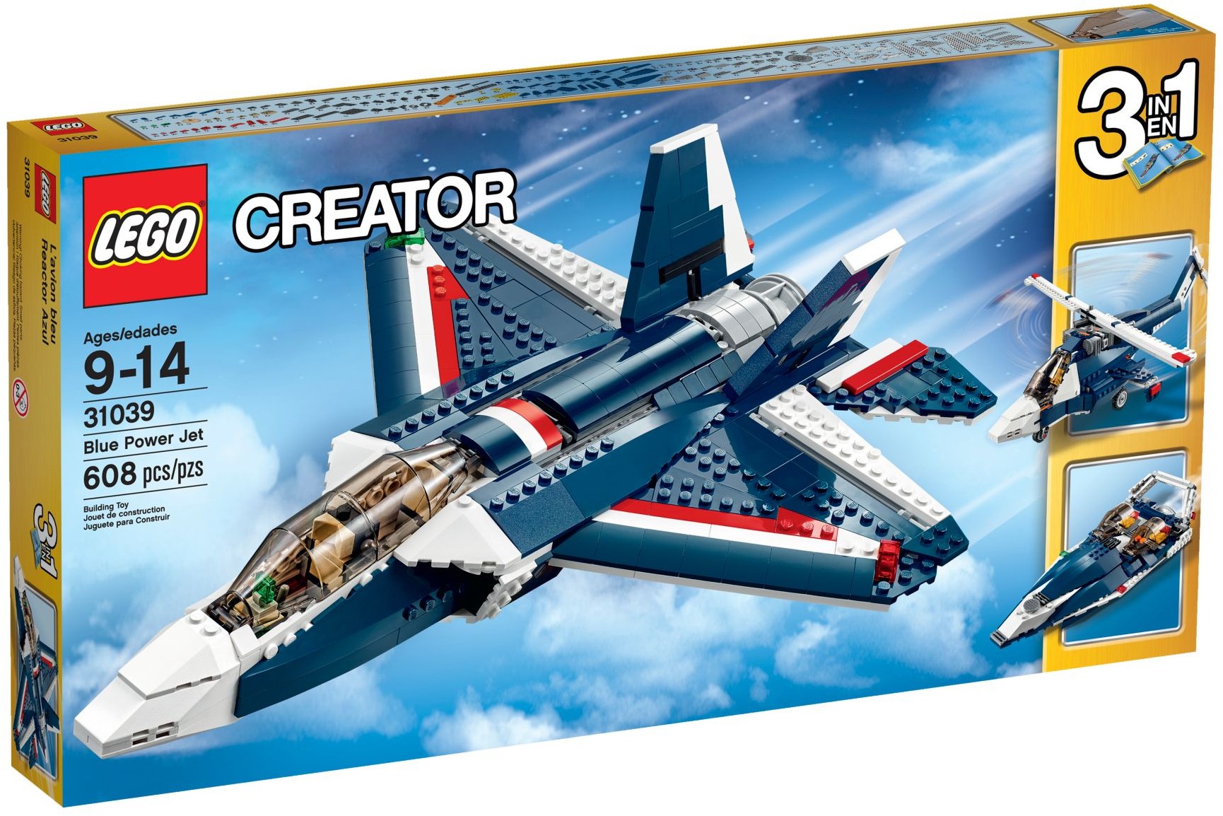 LEGO 31039 Blue Power Jet 3-in-1 Airplane, Helicopter, Hovercraft - SuperSaverAU - view 1