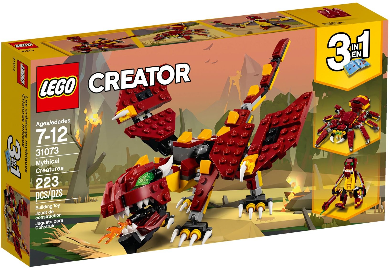LEGO 31073 Creator 3in1 Mythical Creatures: Dragon, Spider & Troll - SuperSaverAU - view 1