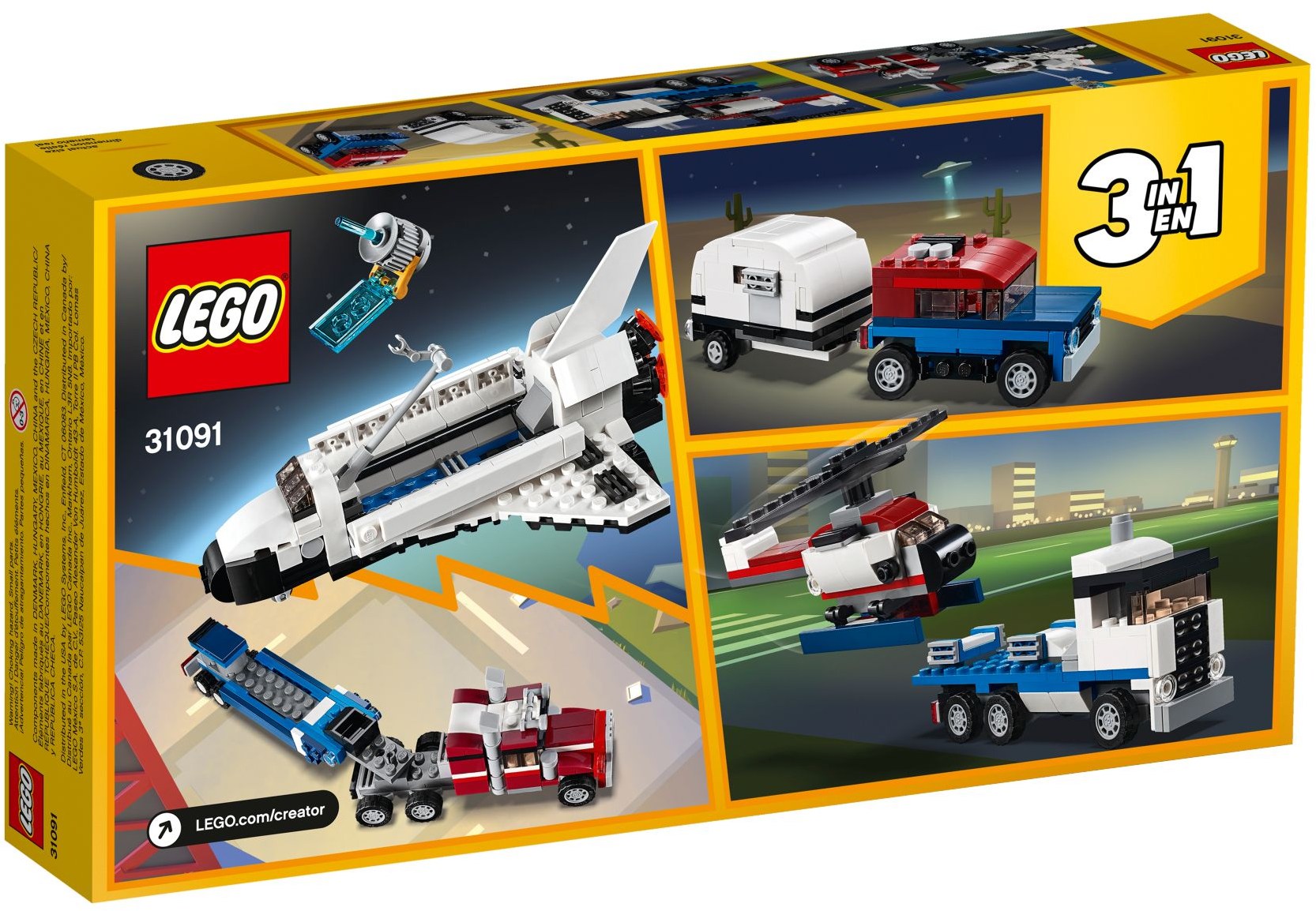 LEGO 31091 Shuttle Transporter: 3-in-1 Space Shuttle, Helicopter & Car Toy - SuperSaverAU - view 7