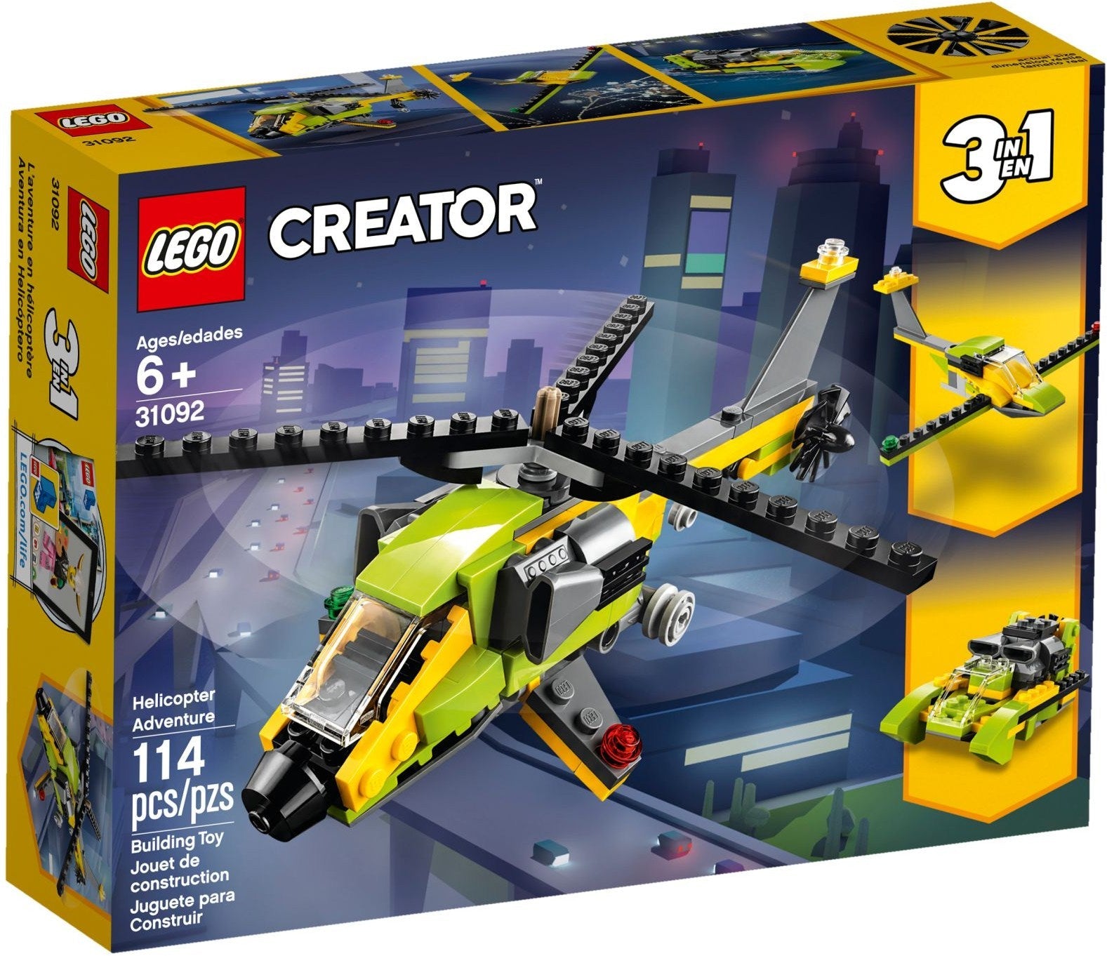 LEGO 31092 Creator 3in1 Helicopter, Boat & Glider Plane - SuperSaverAU - view 1