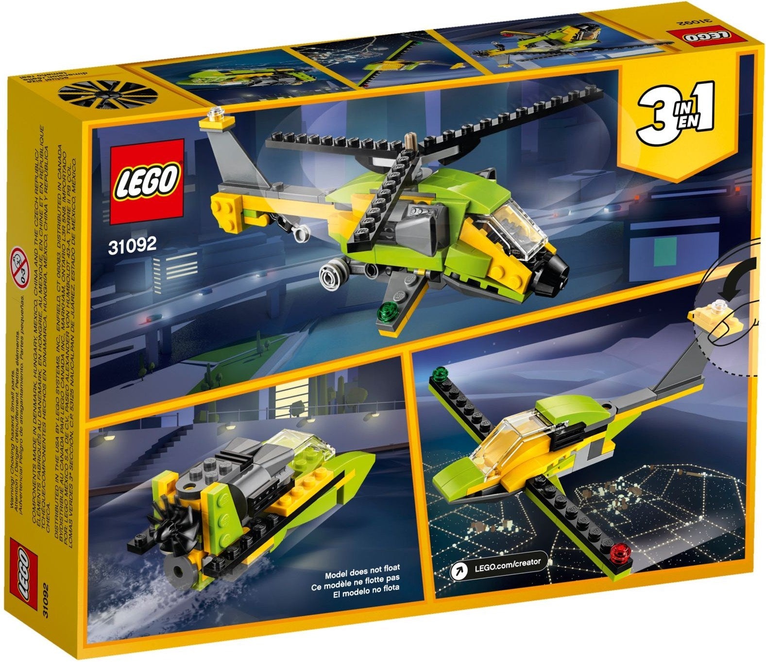 LEGO 31092 Creator 3in1 Helicopter, Boat & Glider Plane - SuperSaverAU - view 4