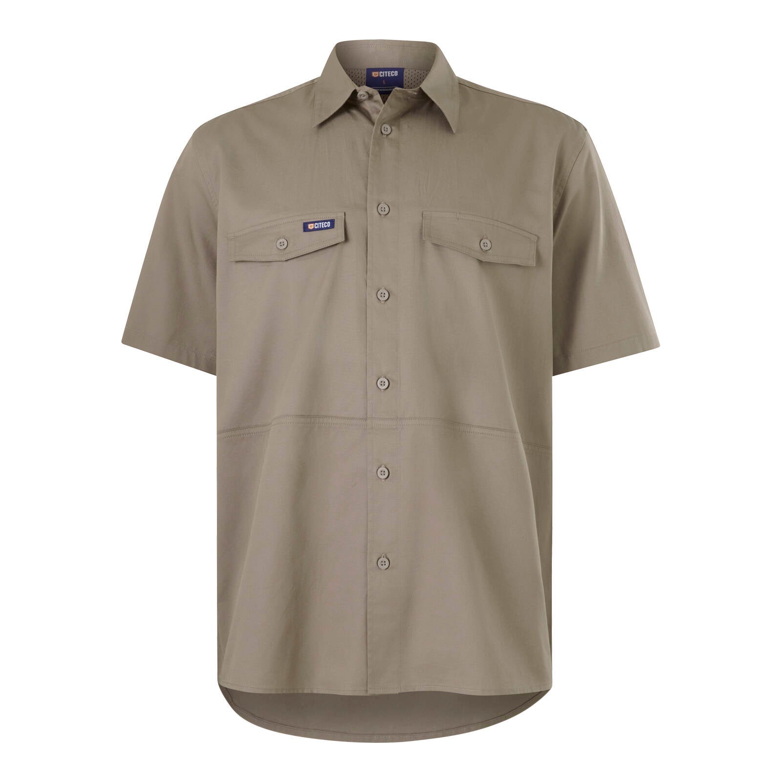 Citeco Men's Khaki Short Sleeve Work Shirt Cotton - Size S
