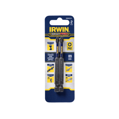 Irwin 89mm PH2 Phillips Impact Pro Performance Driver Bits 2 Pack