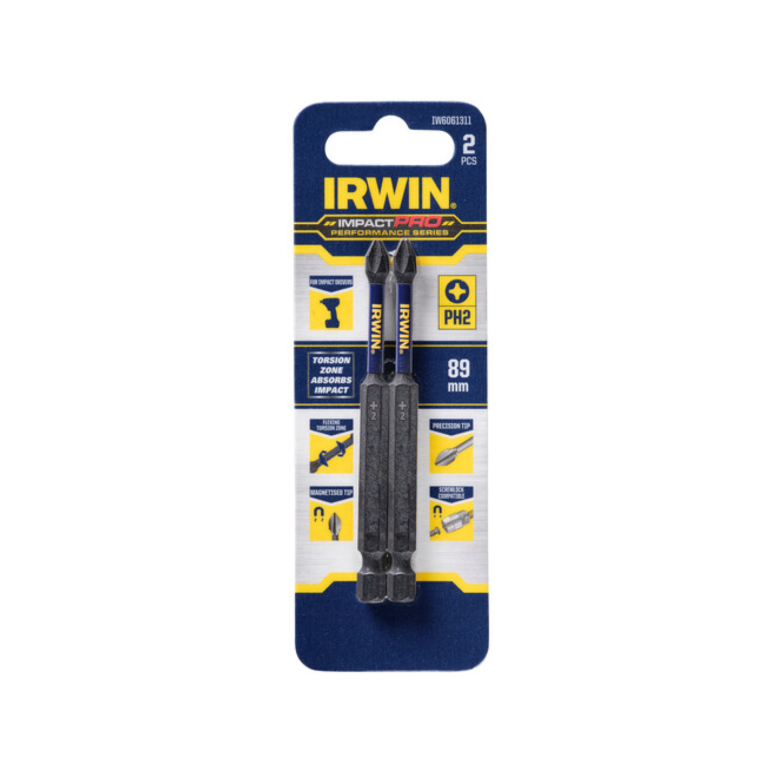 Irwin 89mm PH2 Phillips Impact Pro Performance Driver Bits 2 Pack