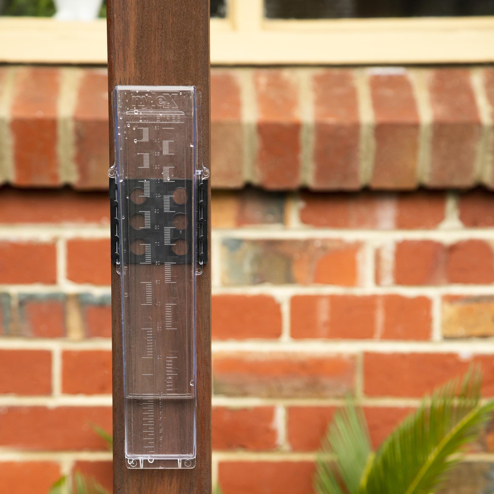 Nylex 150mm Rain Gauge, Clear Plastic, Wall or Fence Mount, 1mm Graduations