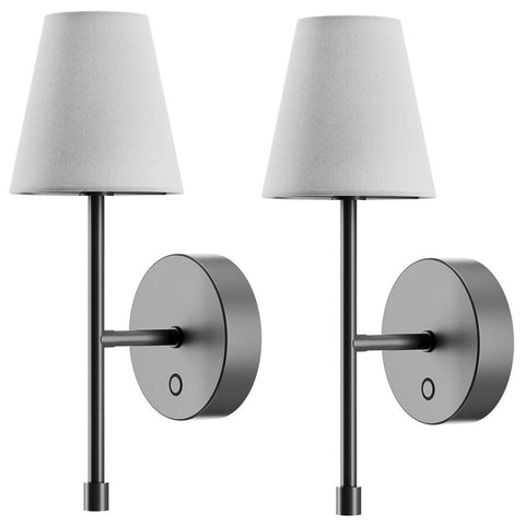 Globe LED Wall Sconce Wireless Light 2 Pack, Black Finish, 250 Lumens, 2700K, 3 Step Dimmer, USB-C Charging - Ideal for Apartments & Dorm Rooms - SuperSaverAU - view 1