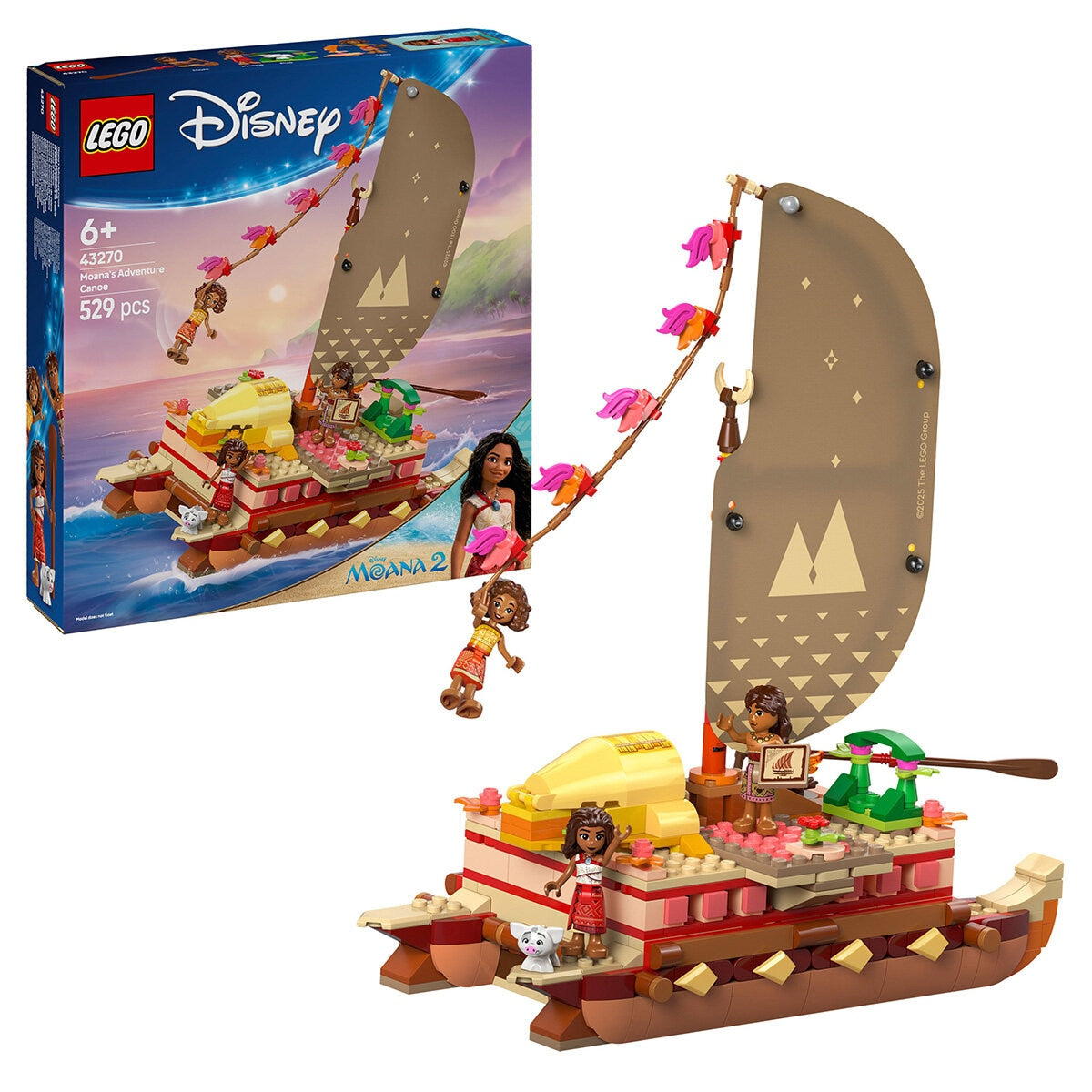 LEGO Disney Moana’s Adventure Canoe Fantasy Toy Model Kit 43270 - SuperSaverAU - view 1