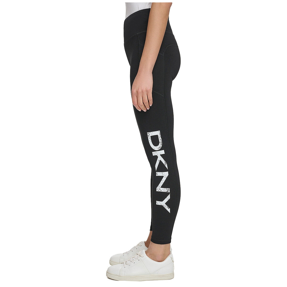 DKNY Logo Legging Black/White XXL - Stretchy Cotton Blend, Iconic Logo Waistband - SuperSaverAU - view 1