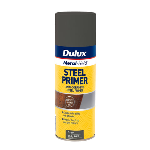 Dulux Metalshield Steel Primer Spray 300g Grey, UV Resistant Waterproof