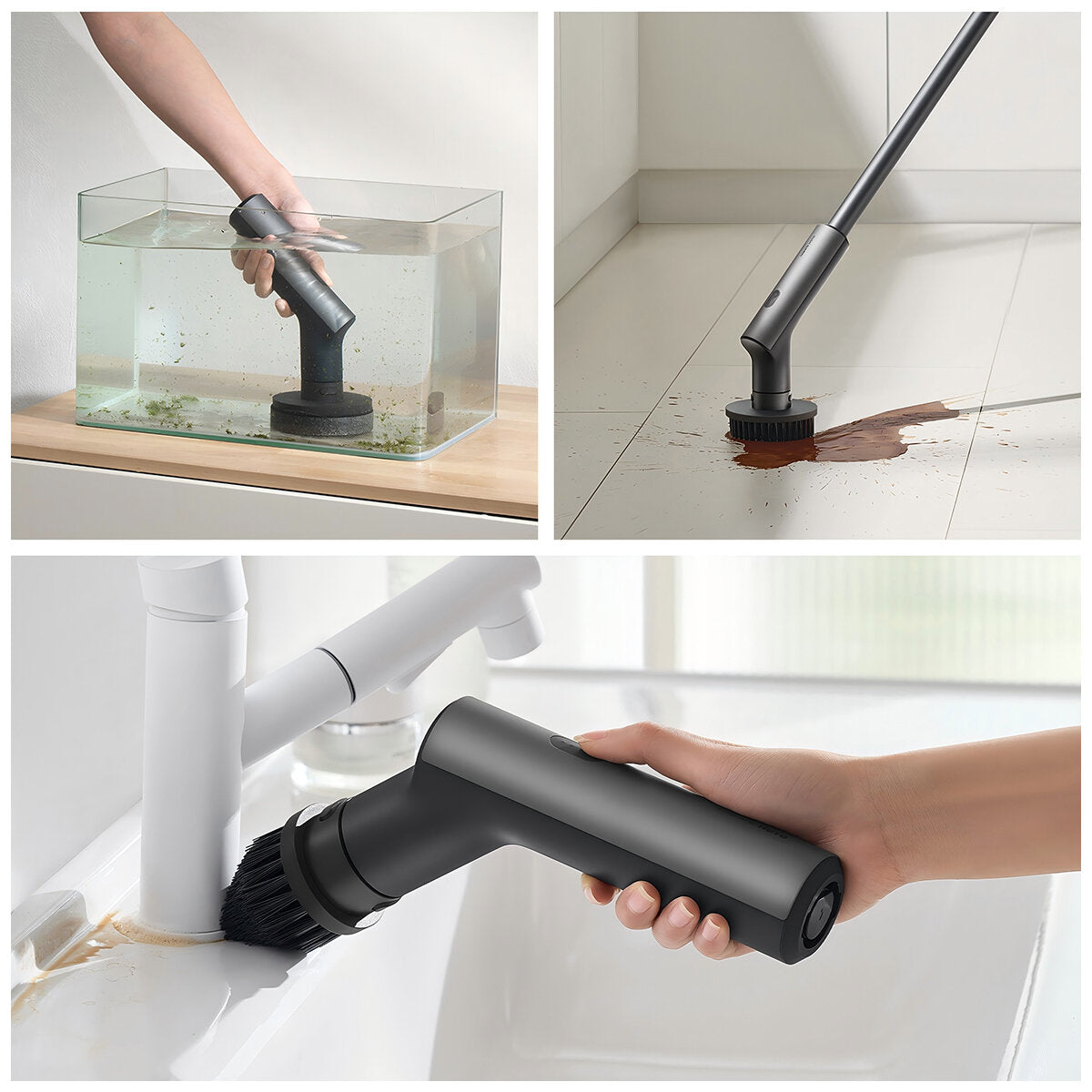 HOTO Cordless Spin Scrubber | Rechargeable | 300 RPM | 3 Replaceable Brush Heads - SuperSaverAU - view 5