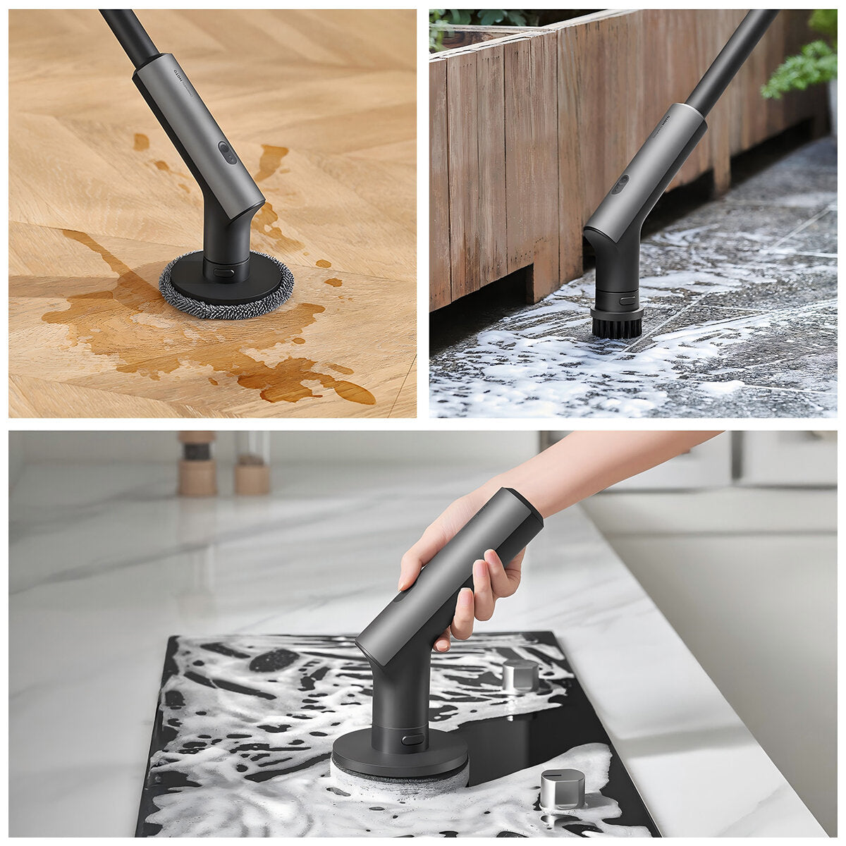 HOTO Cordless Spin Scrubber | Rechargeable | 300 RPM | 3 Replaceable Brush Heads - SuperSaverAU - view 6