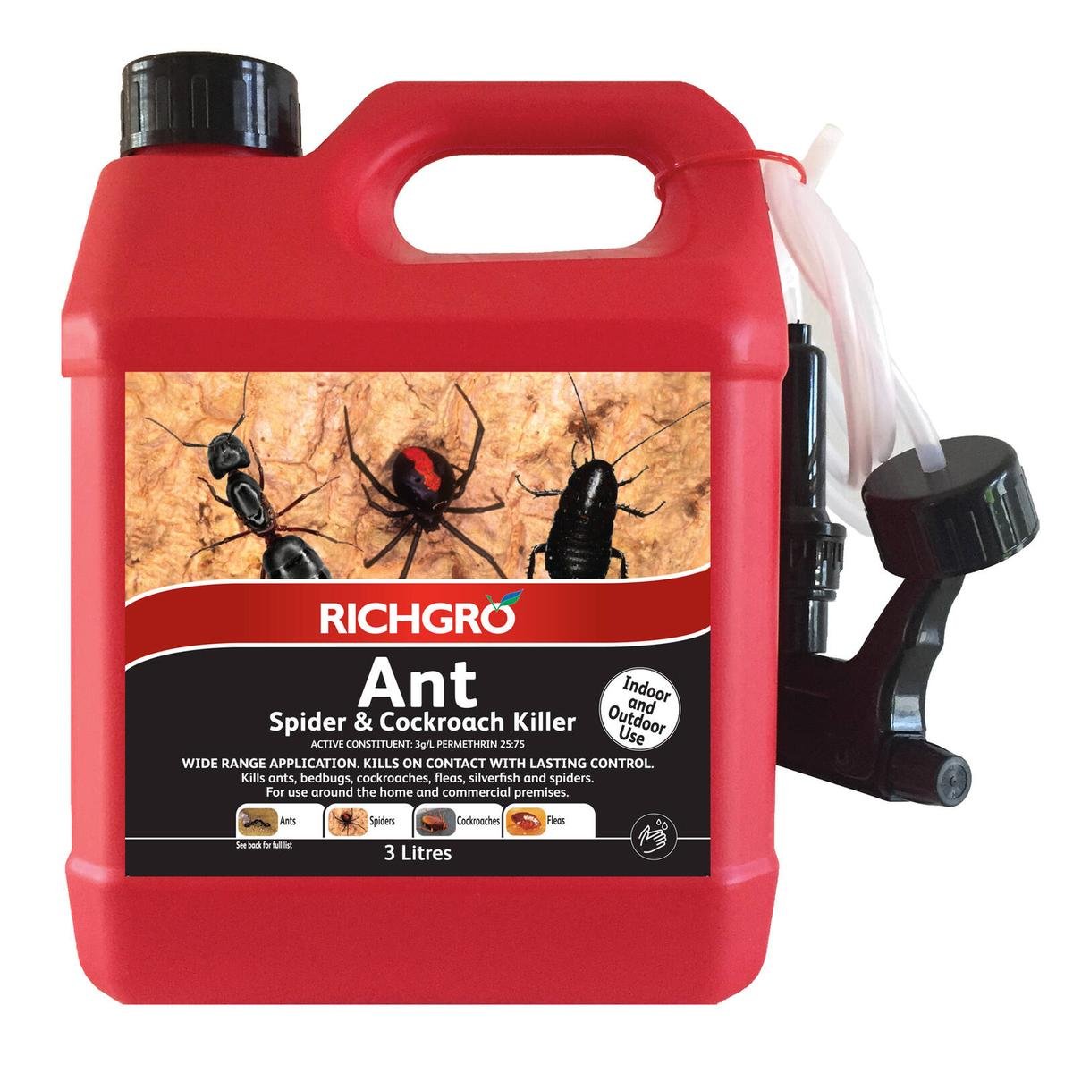 Richgro 3L Ready to Use Liquid Ant Spider and Cockroach Killer Indoor Outdoor Clear