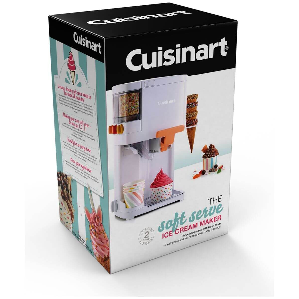 Cuisinart The Soft Serve Ice Cream Maker - 1.5L Freezer Bowl - Three Topping Dispensers - White - ICE-48XA