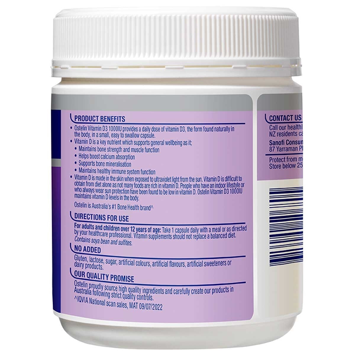 Ostelin Vitamin D3 1000IU 400 Capsules - SuperSaverAU - view 3
