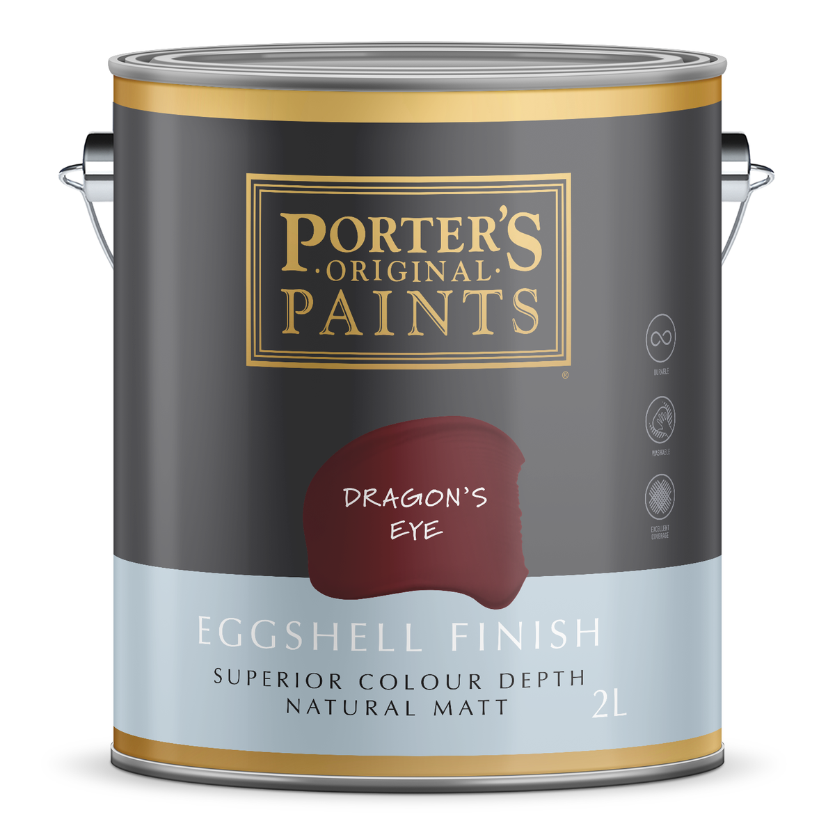 Porter's 2L Dragon's Eye Eggshell Washable Interior & Exterior Paint