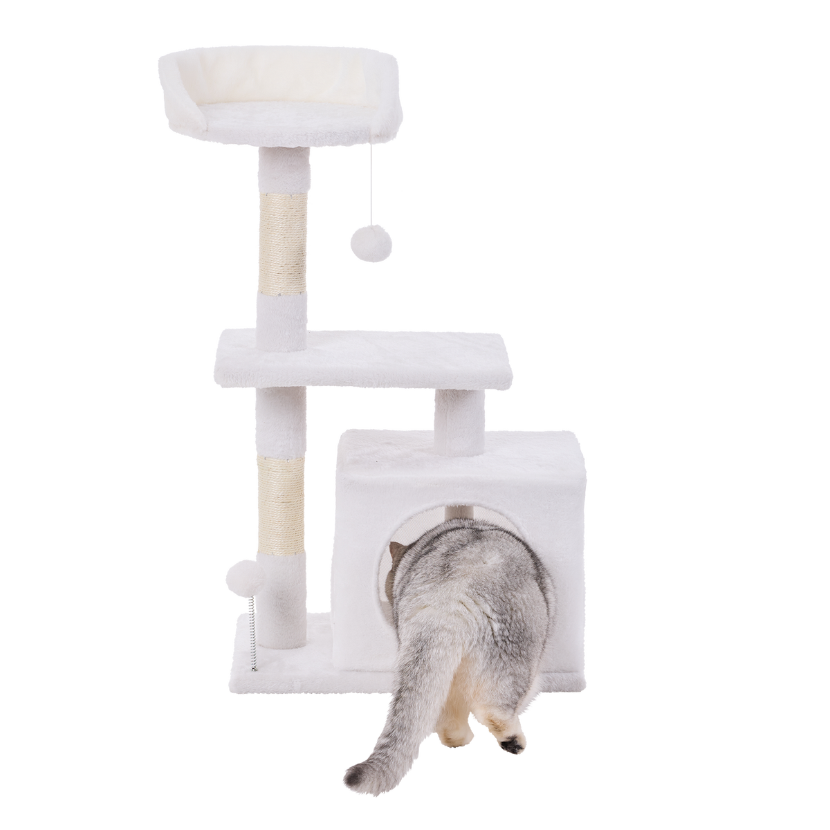 Happy Tails 2 Tier Cat Playhouse Tower - 86cm - Multi-Level with Scratching Posts - SuperSaverAU - view 4