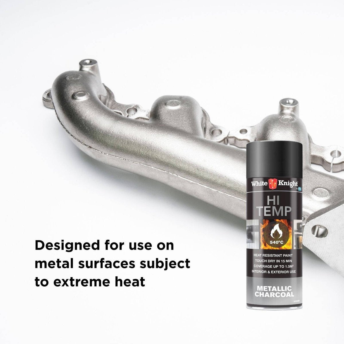 White Knight Hi Temp 300g Metallic Charcoal Heat Resistant Spray Paint