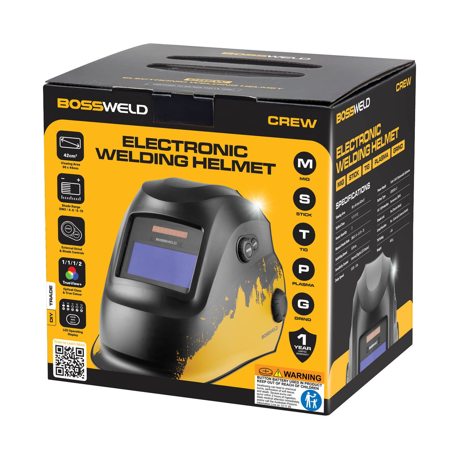 Bossweld VX-2 Crew Variable Shade Auto-Darkening Welding Helmet 710200