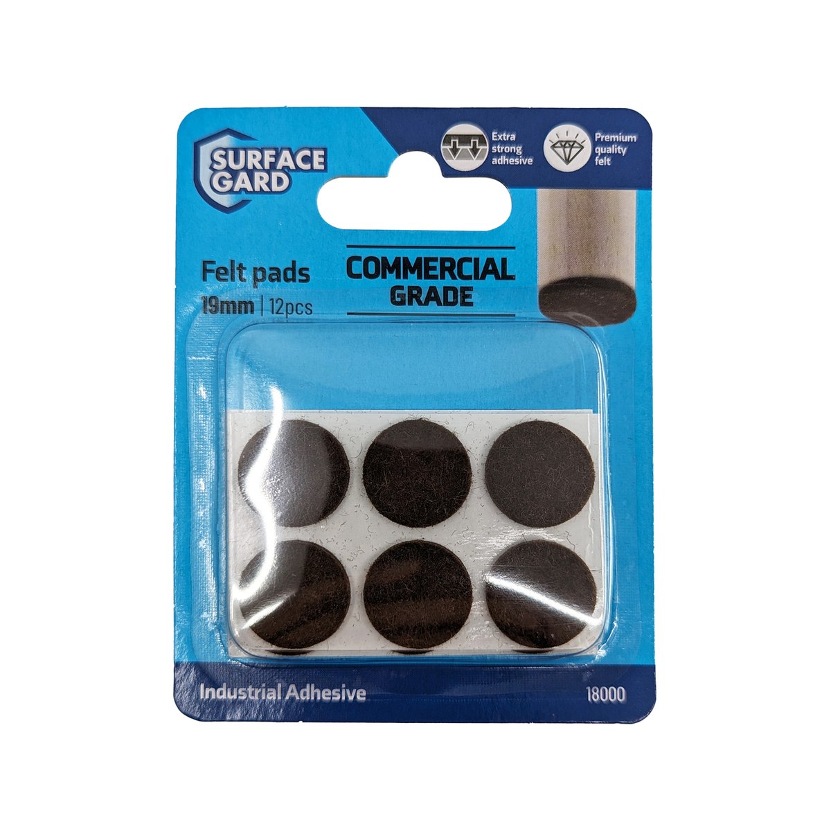 Surface Gard 19mm Brown Round Felt Floor Protectors 12 Pack