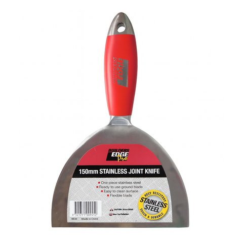 Builders Edge 150mm Stainless Steel Plaster Knife, Flexible Rust-Resistant Blade