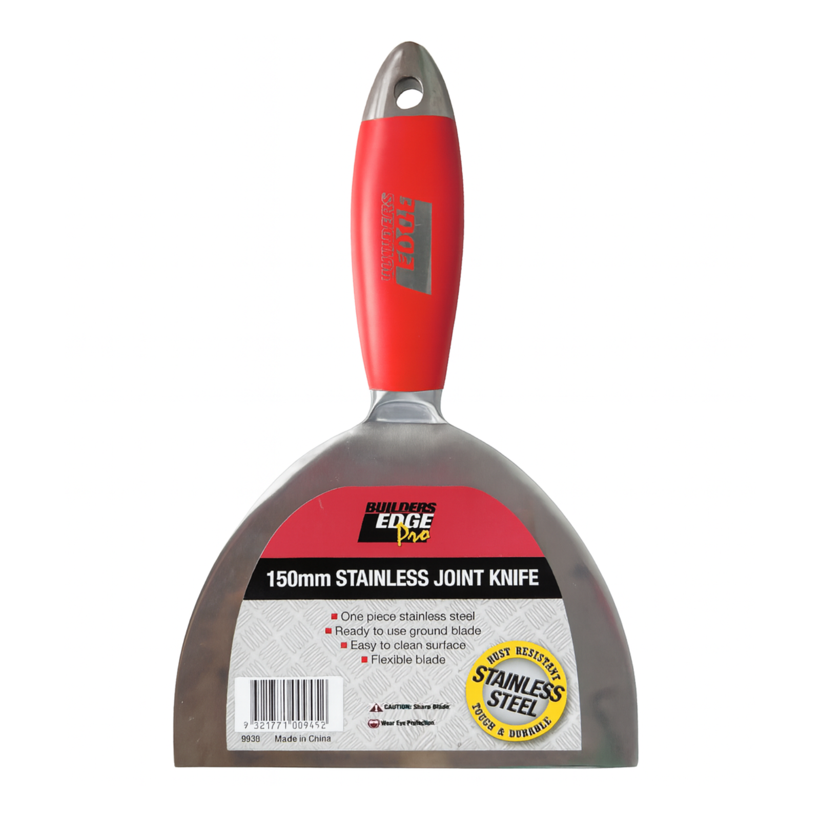 Builders Edge 150mm Stainless Steel Plaster Knife, Flexible Rust-Resistant Blade