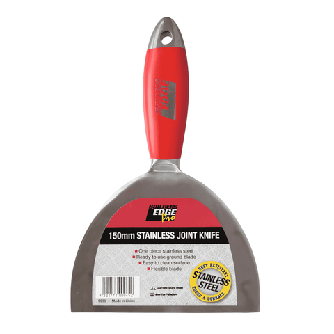 Builders Edge 150mm Stainless Steel Plaster Knife, Flexible Rust-Resistant Blade