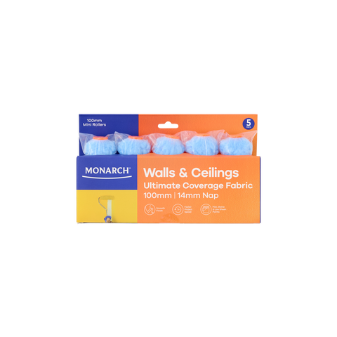 Monarch 100mm 14mm Nap Walls & Ceilings Mini Rollers 5 Pack