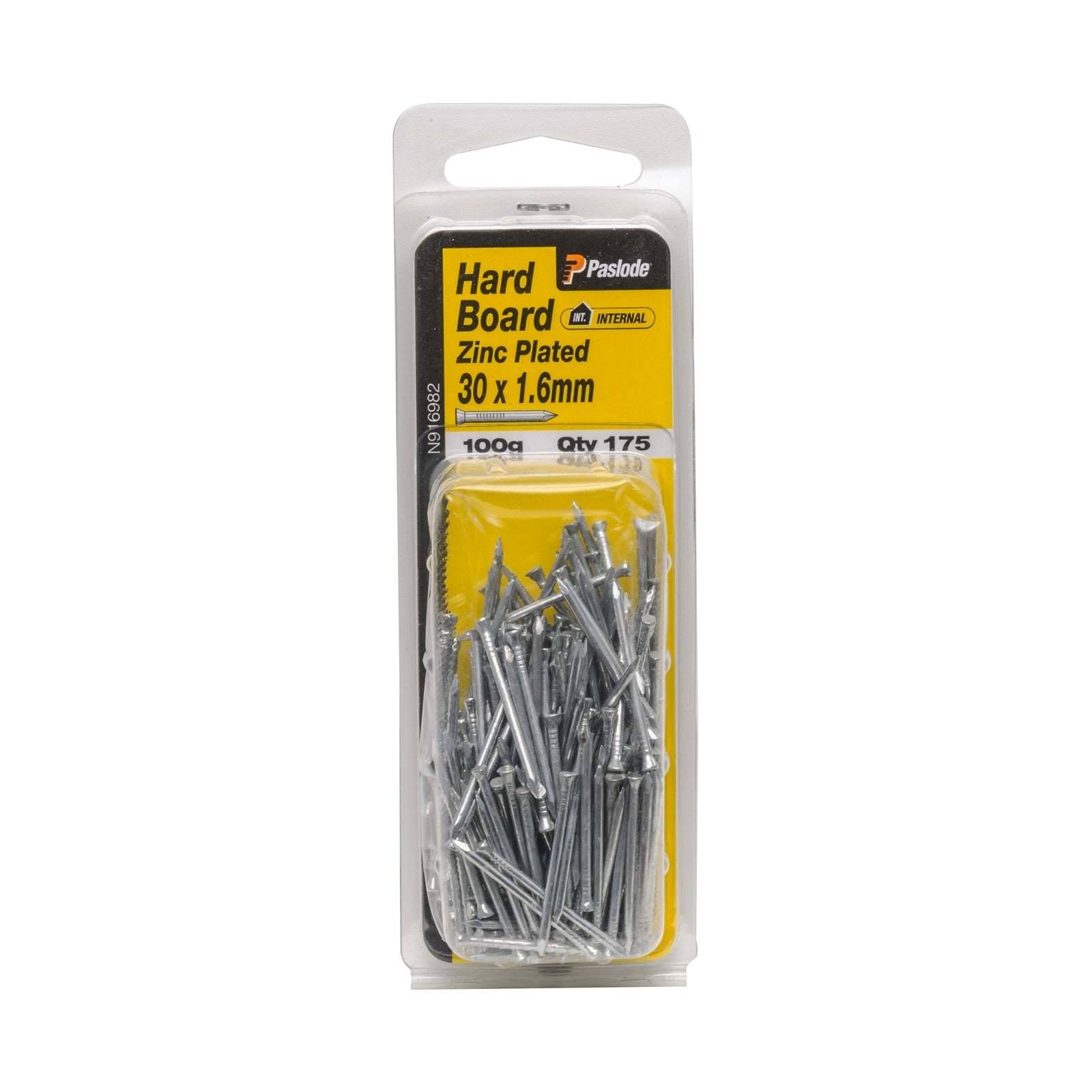 Paslode 30 x 1.6mm Zinc Plated Steel Hard Board Nails - 175 Pack, 100g