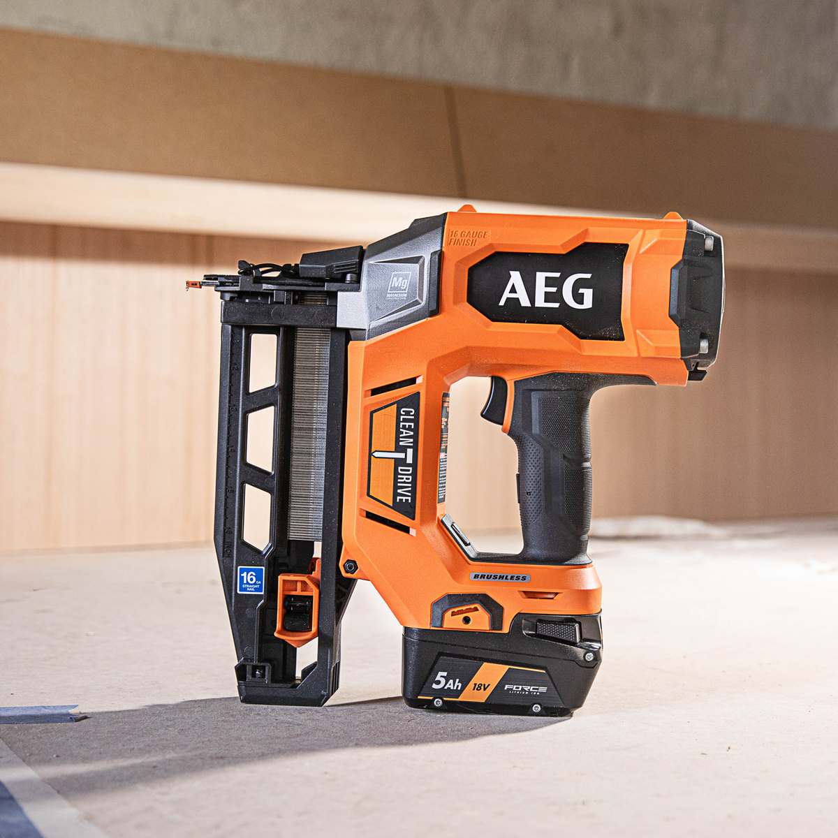 AEG 18V Brushless 16GA Straight C Brad Nailer Skin Only - 2.6kg - Efficient Nailing - SuperSaverAU - view 3