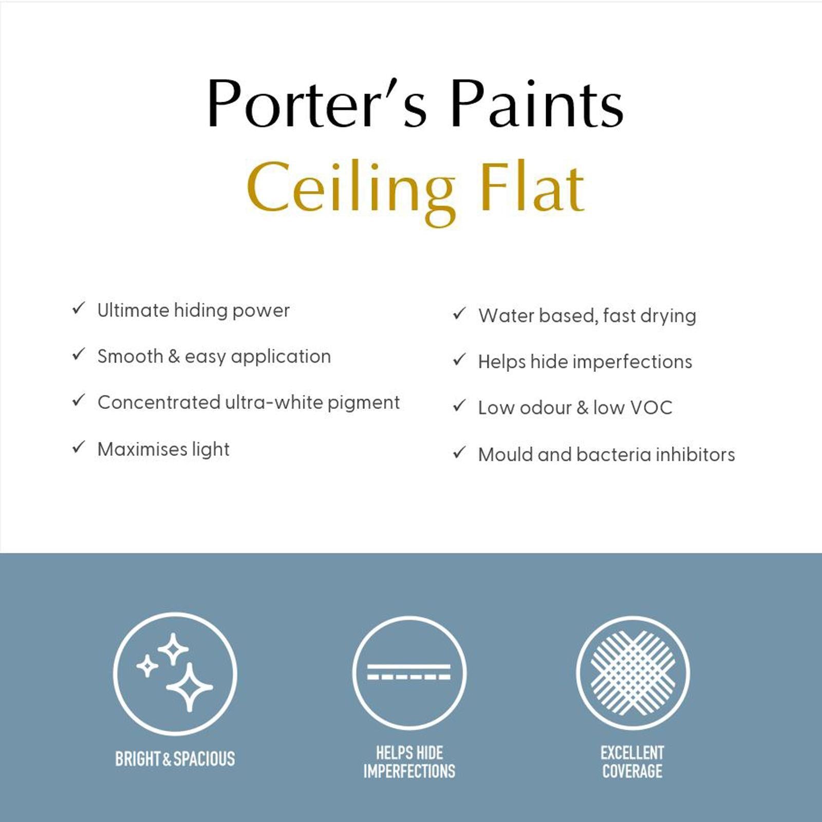 Porter's 4L White Super Flat Ceiling Paint Tintable Interior