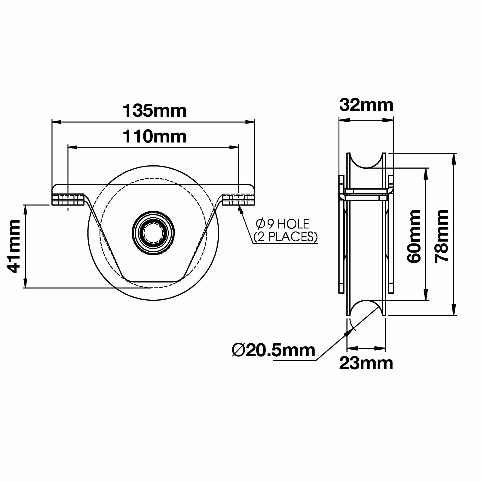 Richmond 78mm Recessed Gate Track Wheel for Sliding Gates Zinc Plated Steel